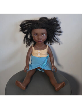 Healthy Roots Doll Zoe 18” Natural Hair Doll Brown Skin Curly Hair Blue Skirt